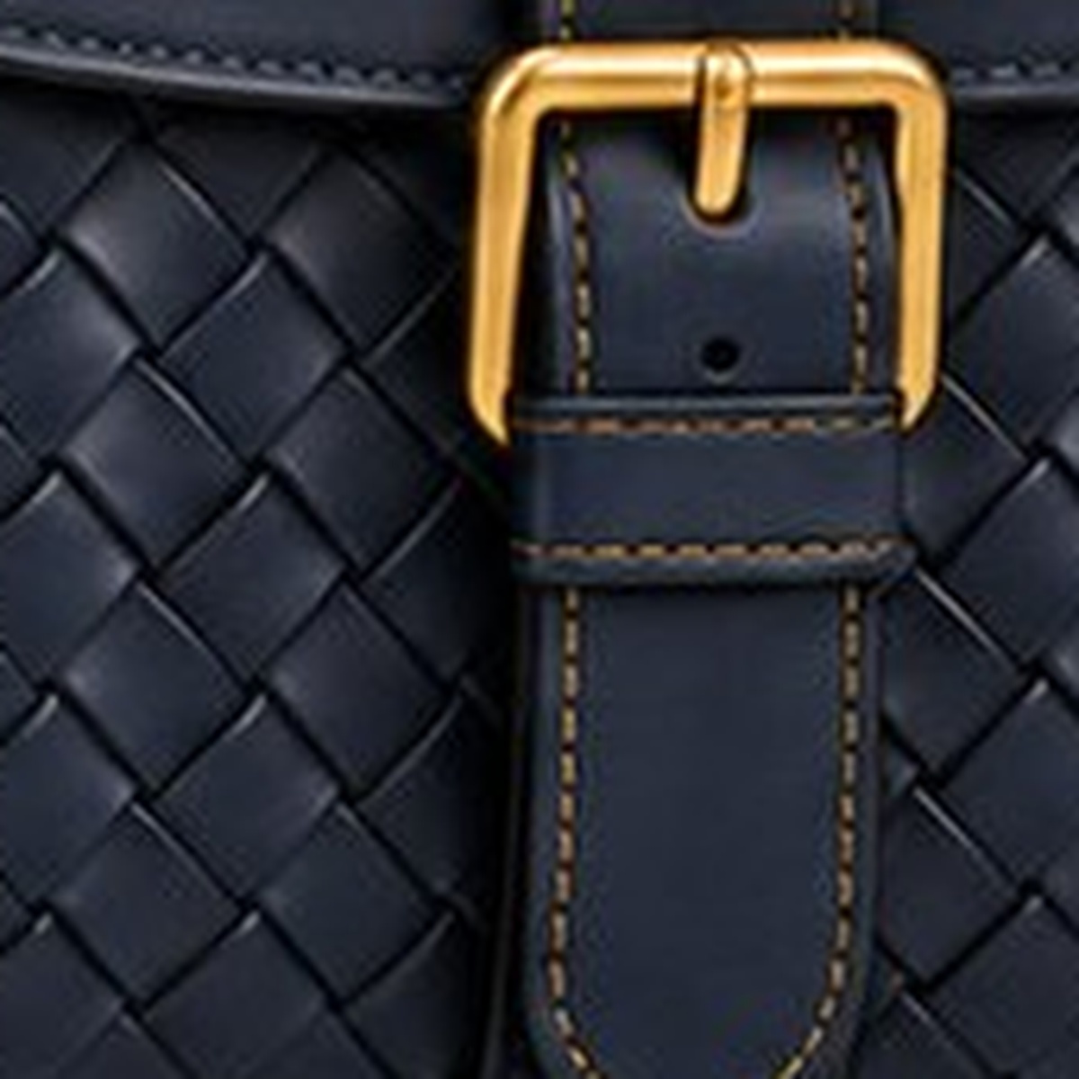 Gold buckle finish on Estate Blue leather